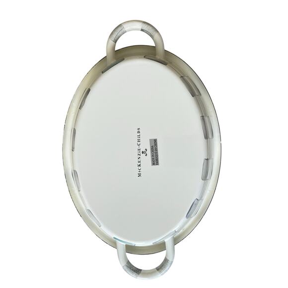 MacKenzie Childs Sterling Check Medium Oval Gratin Baking Dish Enamel Retired - Picture 12 of 16